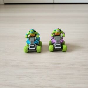 TMNT Leonardo Donatello Pull Back ATV Vehicles Viacom 2024 Mutant Mayhem Lot 2